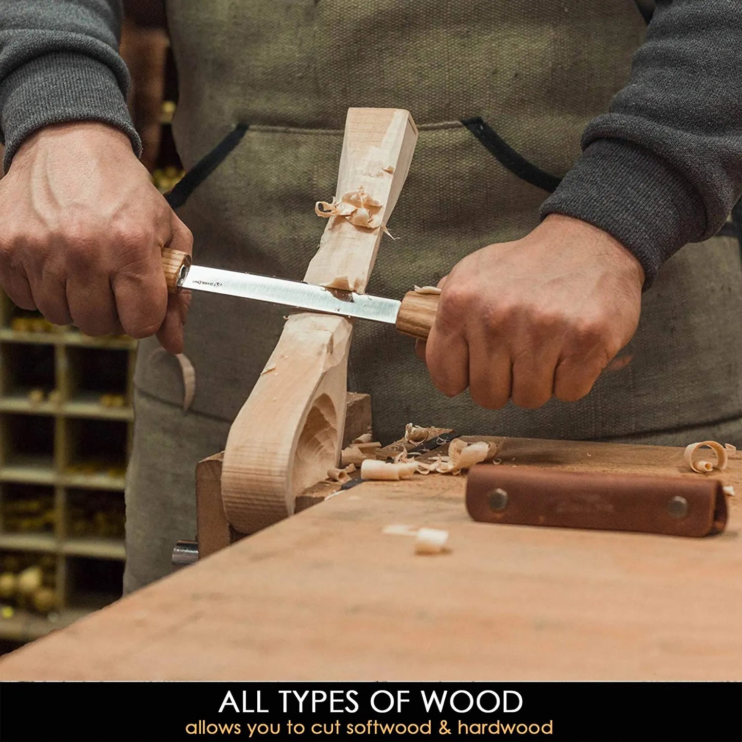 DK2S - Drawknife in Leather Sheath