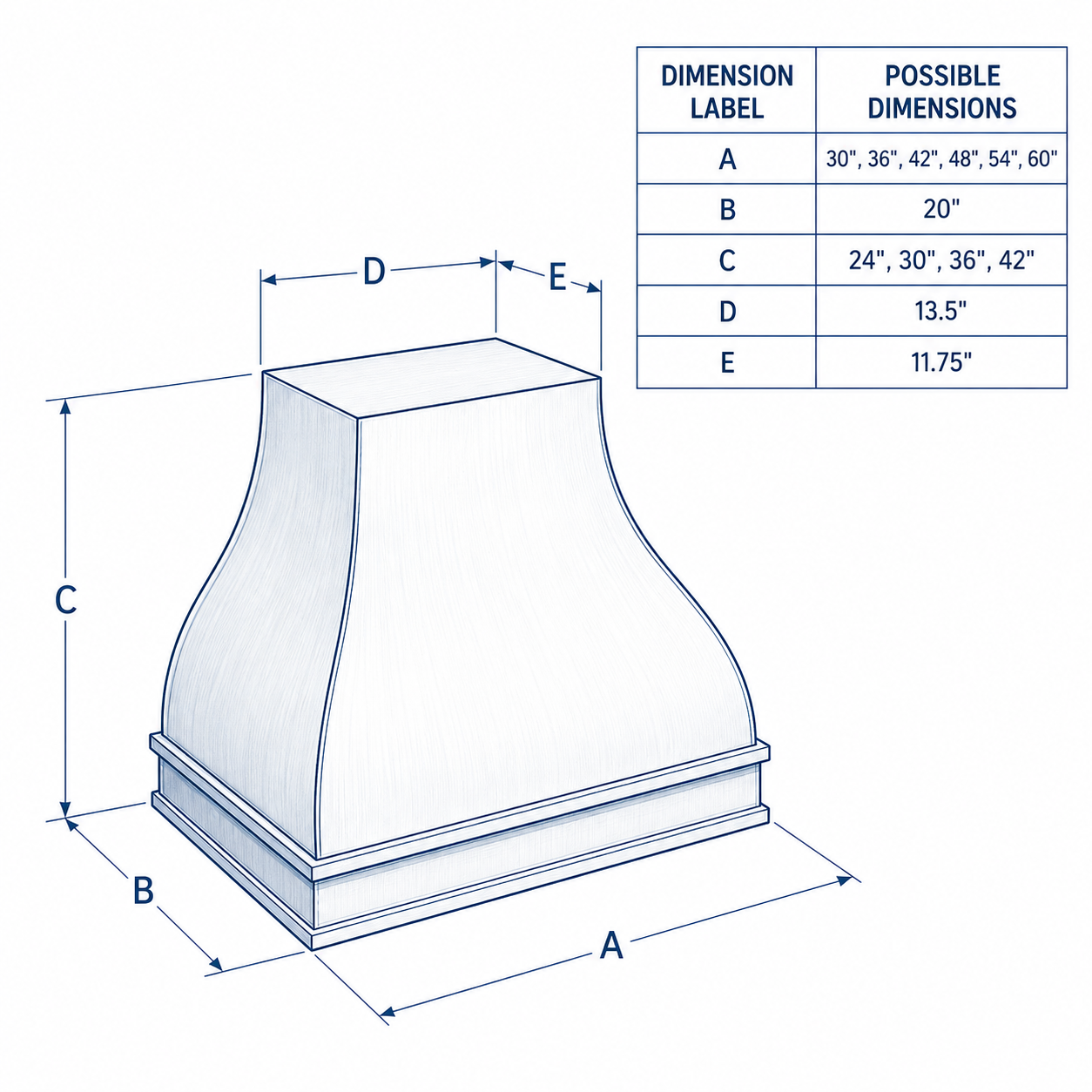 Cascade Double-Bell Wood Range Hood