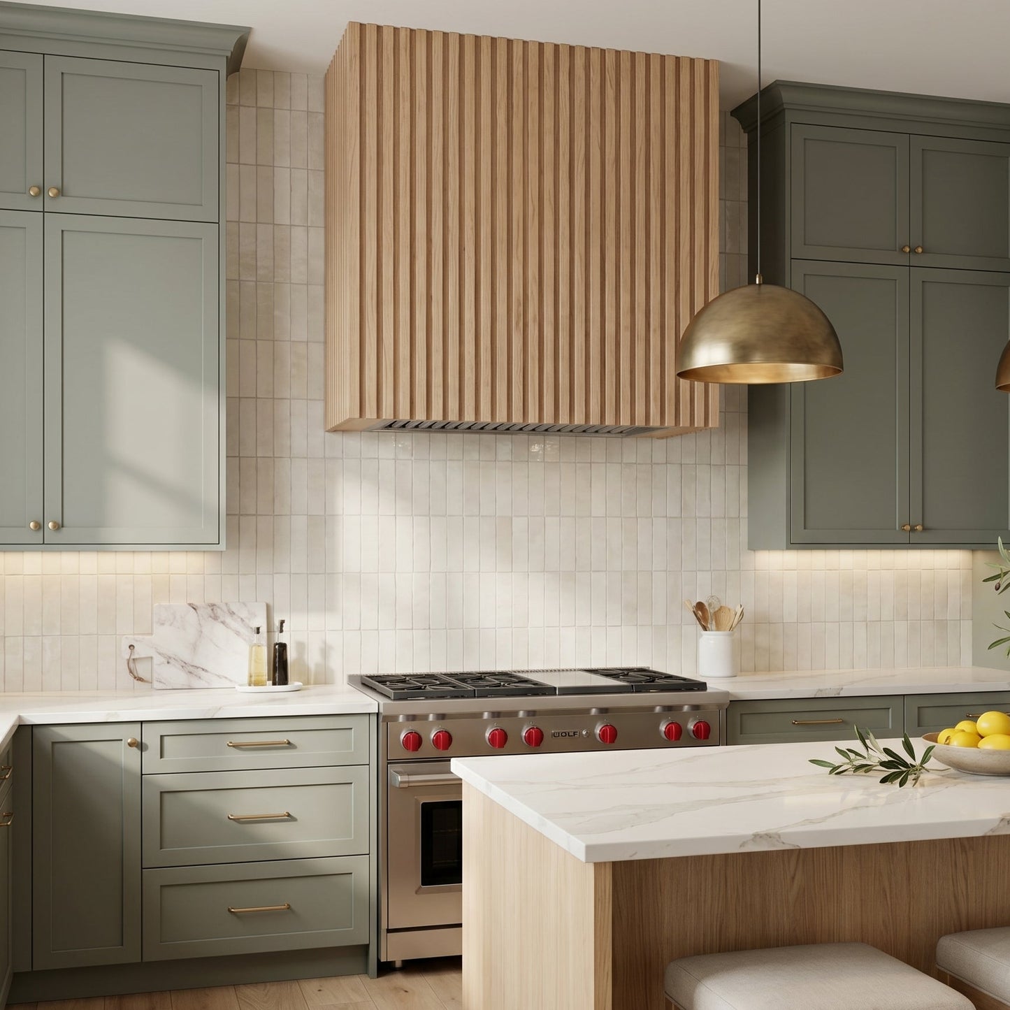 Block Fluted Hardwood Range Hood