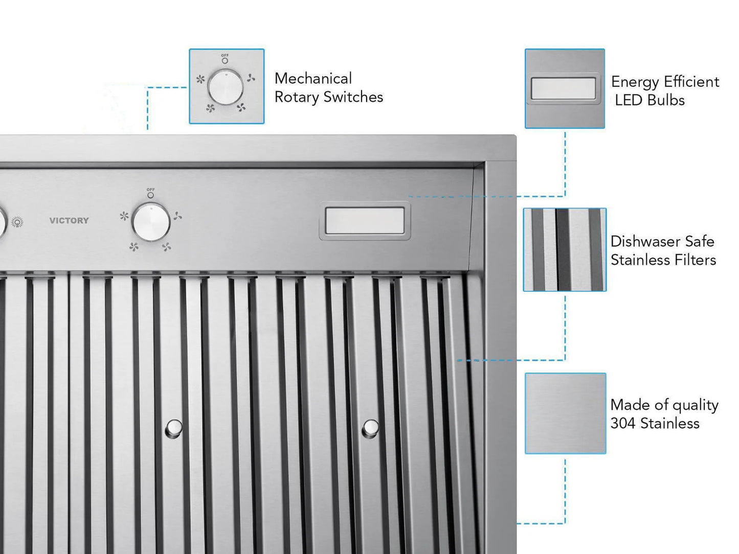 30 Inch 700 CFM Range Hood Insert - Victory Q2
