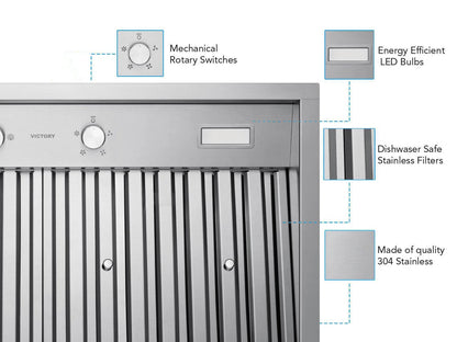 30 Inch 700 CFM Range Hood Insert - Victory Q2