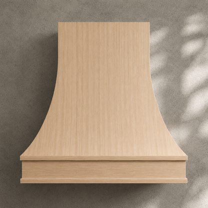 sweep double cove custom range hood in white oak