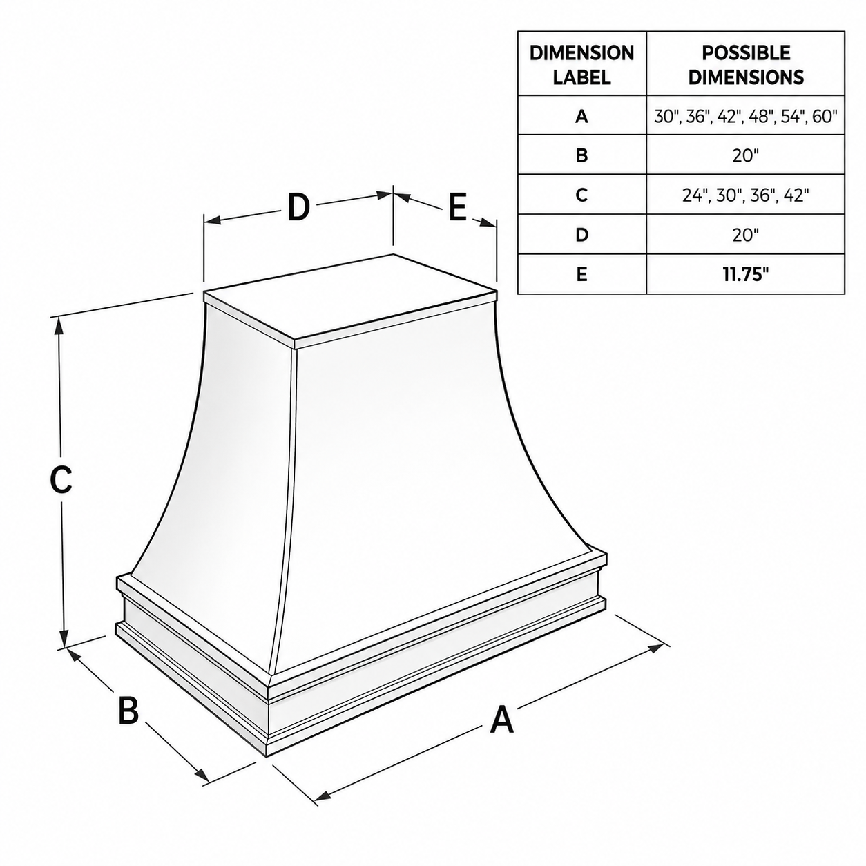 Sweep Double Cove Wood Range Hood
